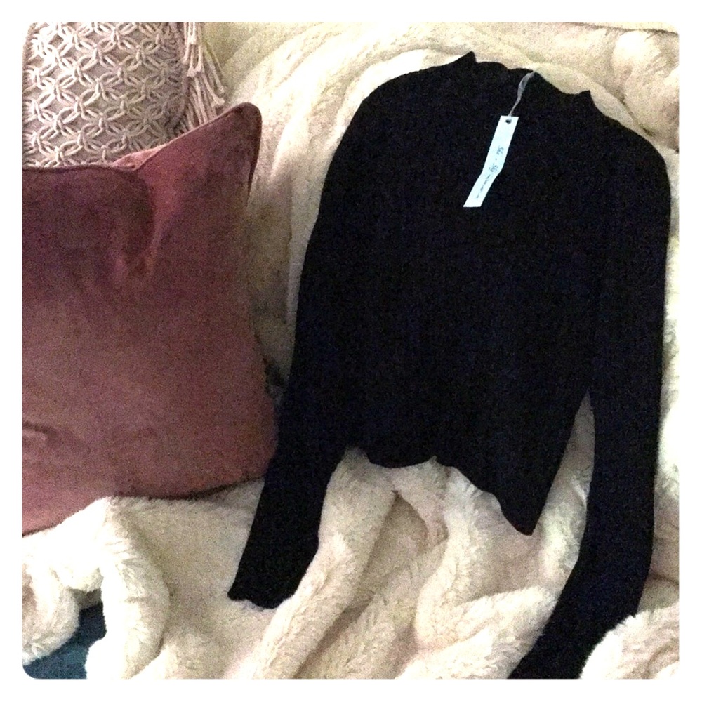She & Sky black high necked crop sweater